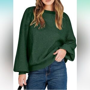 ANRABESS Crewneck Batwing Long Sleeve Sweater Fall Oversized Popcorn Knit